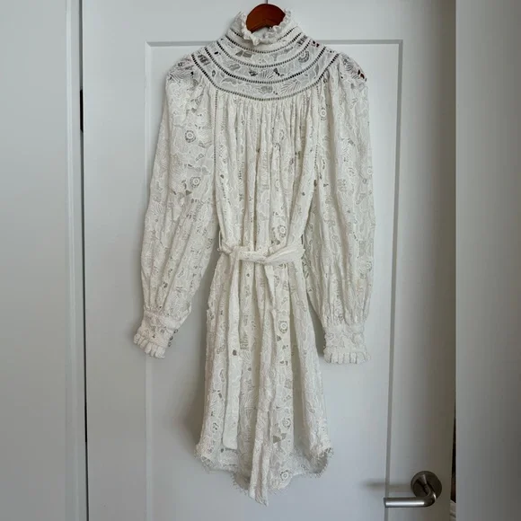bhldn ivory dress Girl&aSeriousDream for BHLDN Araminta Elizabeth Lace Robe in Ivory main image 0